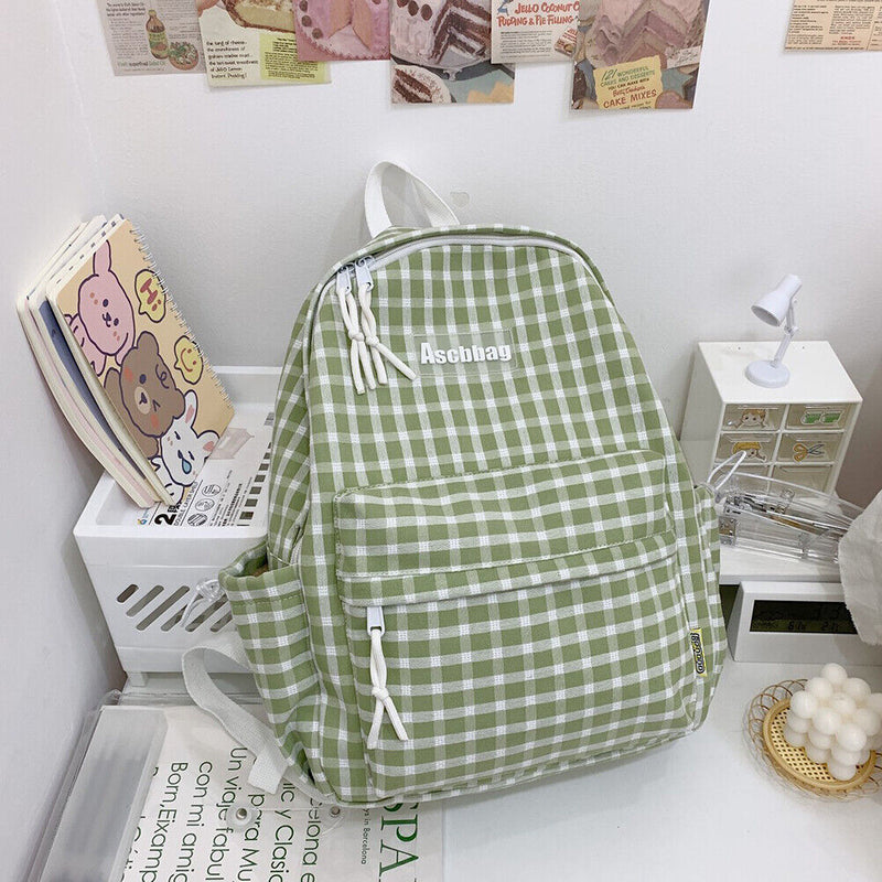 #A Fashion Plaid Womens Backpack Student Backpacks Teenage Girl School Bags Larg