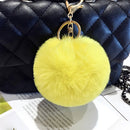 Fashion Brand Fluffy Rabbit Fur Pompom Ball Cars Charm Key Chain for Women Gi
