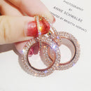 Rhinestone Round Dangle Ear Hoop Women Hollow Drop Earrings Alloy Jewelry Gif
