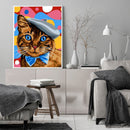Frameless Oil Paint By Numbers DIY Cat Hat Picture Craft Kit for Living Room