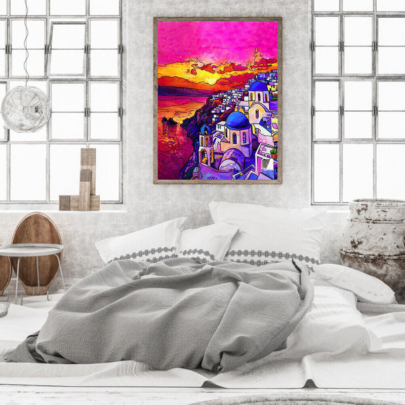Sunset Town Oil Paint By Numbers DIY Coloring Picture Kits for Adults Children