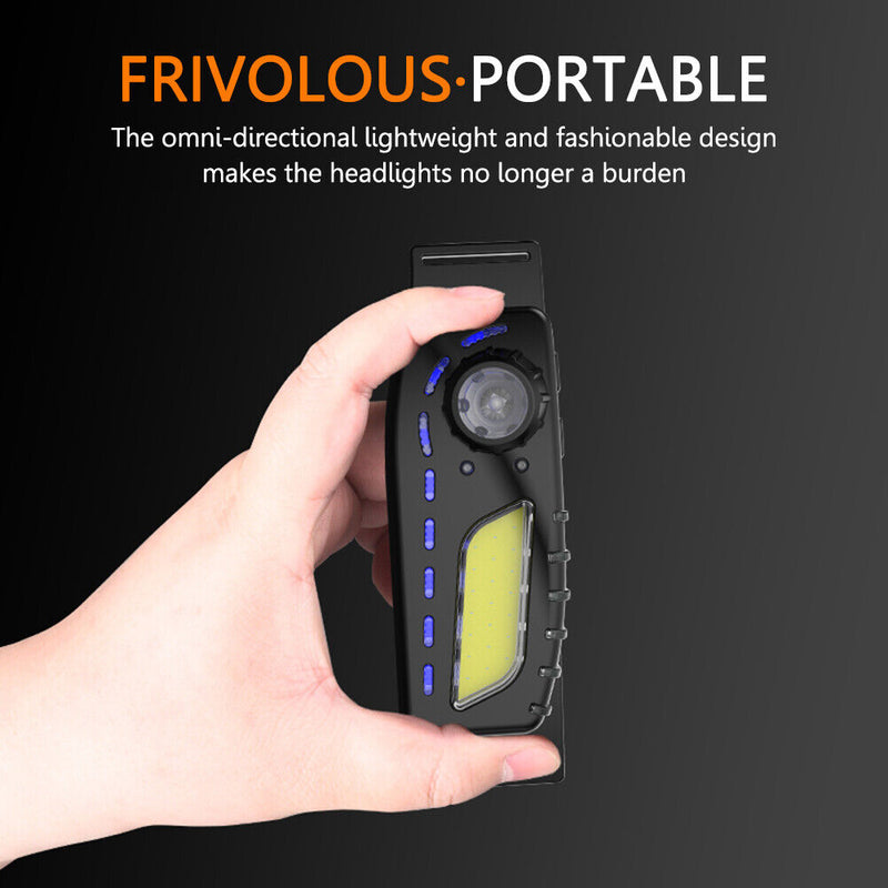 Sensor Headlight Rechargeable XPE COB LED Camping Flashlight Headlamp Torch