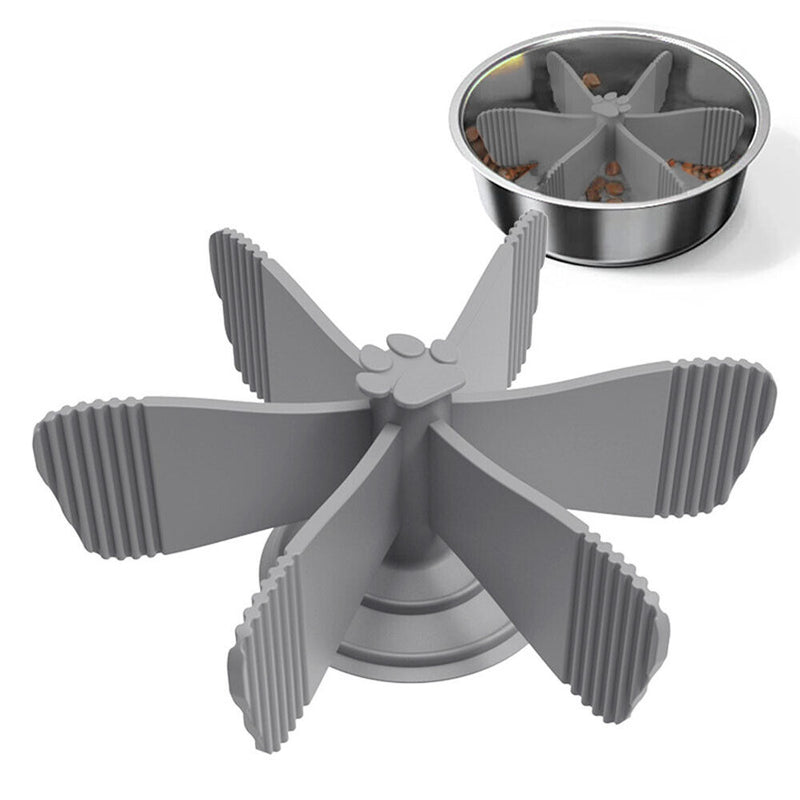 Pet Dog Feeding Food Bowl Rotating Slow Down Eating Feeder Dish Bowl (Grey)