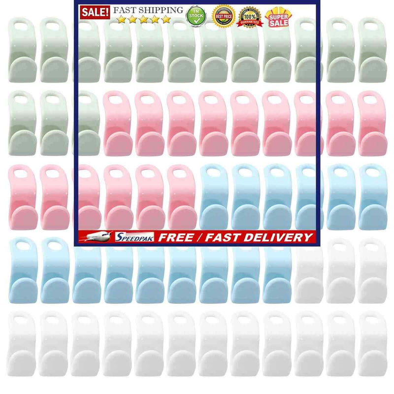 Hanger Connector Hooks 60pcs Plastic Cascading Clothes Hanger Hook in 4 Col