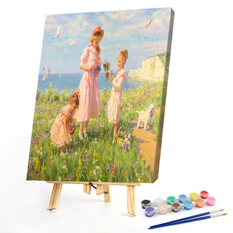 DIY Digital Oil Paint By Numbers Girl Color Drawing Modern Canvas Art No Frame