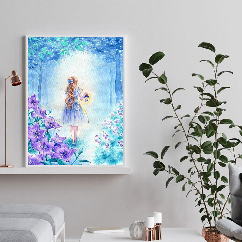Frameless Girl with Lamp Oil Paint By Numbers DIY Kit Handmade Drawing On Canvas