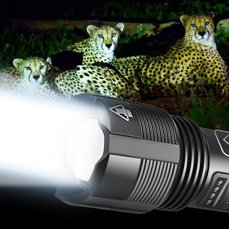 6 Speed Powerful LED Flashlight XHP70 COB Torch Rechargeable