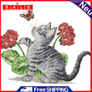 14CT Printed Partial Cross Stitch DIY Flower Cat Hand Painting Room Decoration