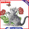 14CT Printed Partial Cross Stitch DIY Flower Cat Hand Painting Room Decoration