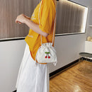 Women Drawstring Shoulder Bags Daisy Print Cherry Small Crossbody Pocket
