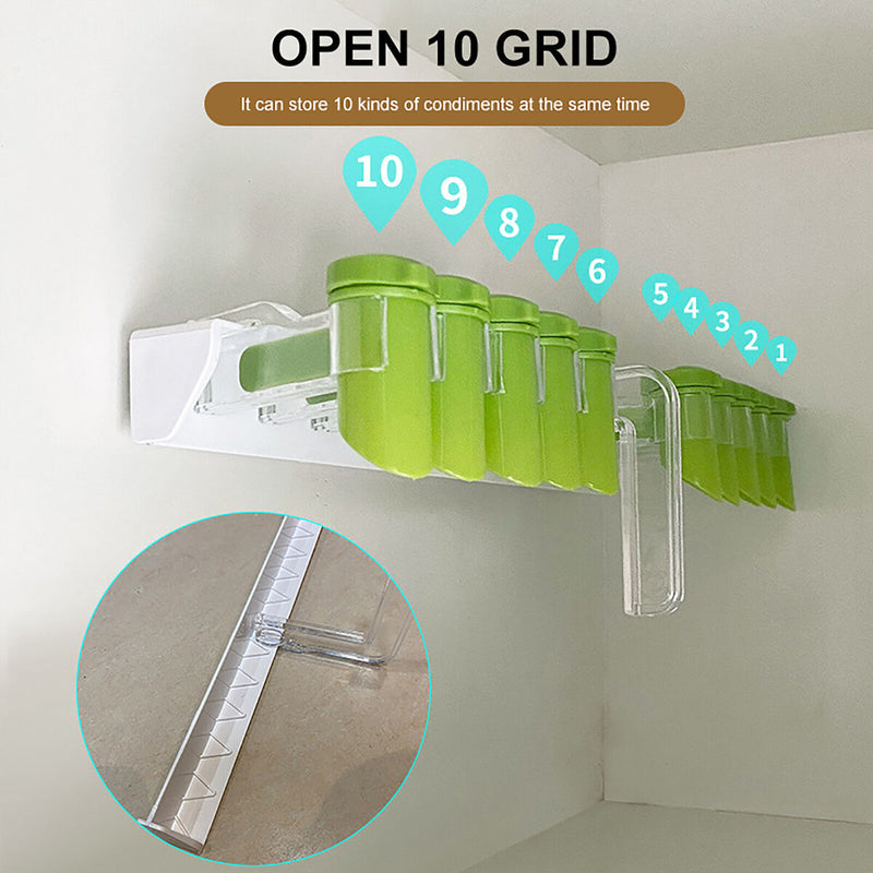 Seasoning Rack - Wall Mounted Multifunctional Seasoning Sealing Organizer C