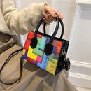 Geometric Colorful Shoulder Bag PU Leather Crossbody Female Satchels Handbags