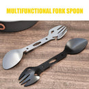 Multifunctional Stainless Steel Spork Fork Spoon Wrench for Picnic (Black)