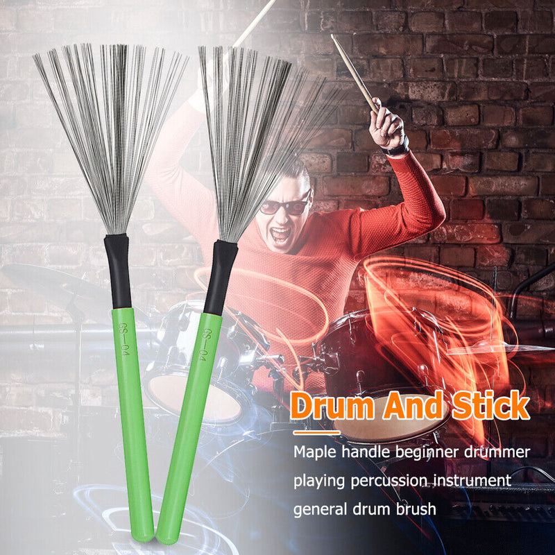 #A 2pcs Percussion Drum Sticks Metal Wire Drum Brushes Musical Instrument Parts