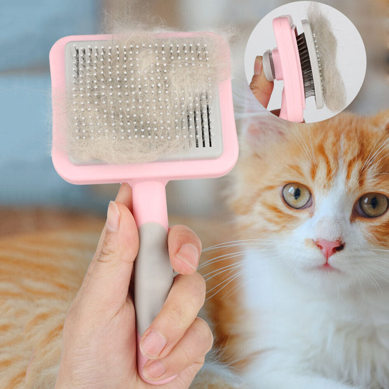 Pet Needle Comb Steel Pet Loose Hair Remover Brush Auto Epilation (Pink) Newly