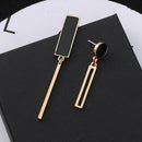 Black Crystal Earrings Asymmetry Eardrop Geometric Dangler Women Jewelry
