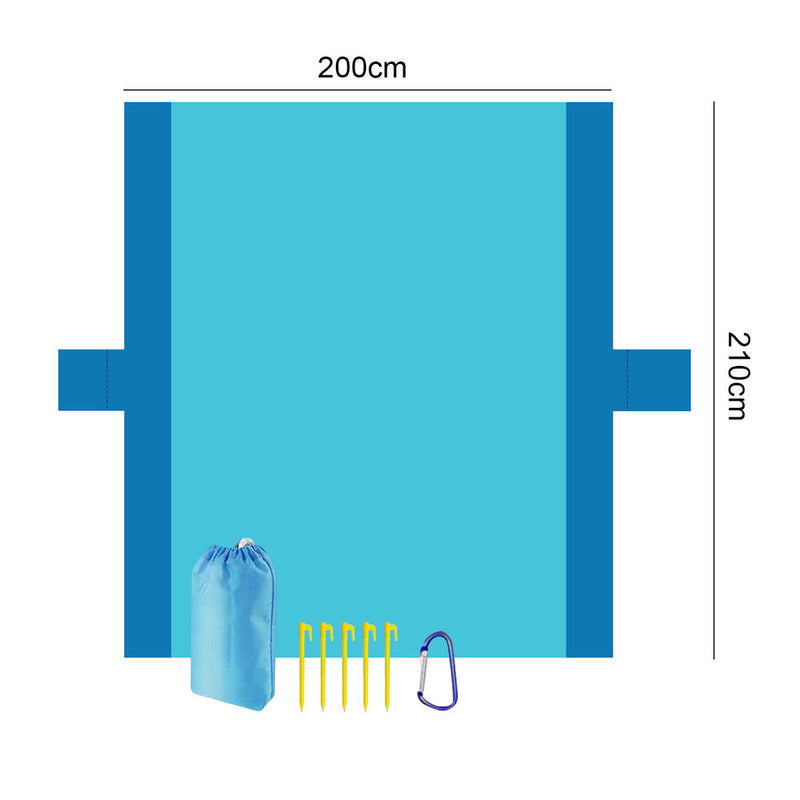 Beach Blanket Big Sand Free Mat Quick Drying Waterproof (Royal Blue&Grey) Newly