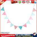 12 Flags Pink Blue Floral Cotton Fabric Bunting Pennant Banner Birthday Newly