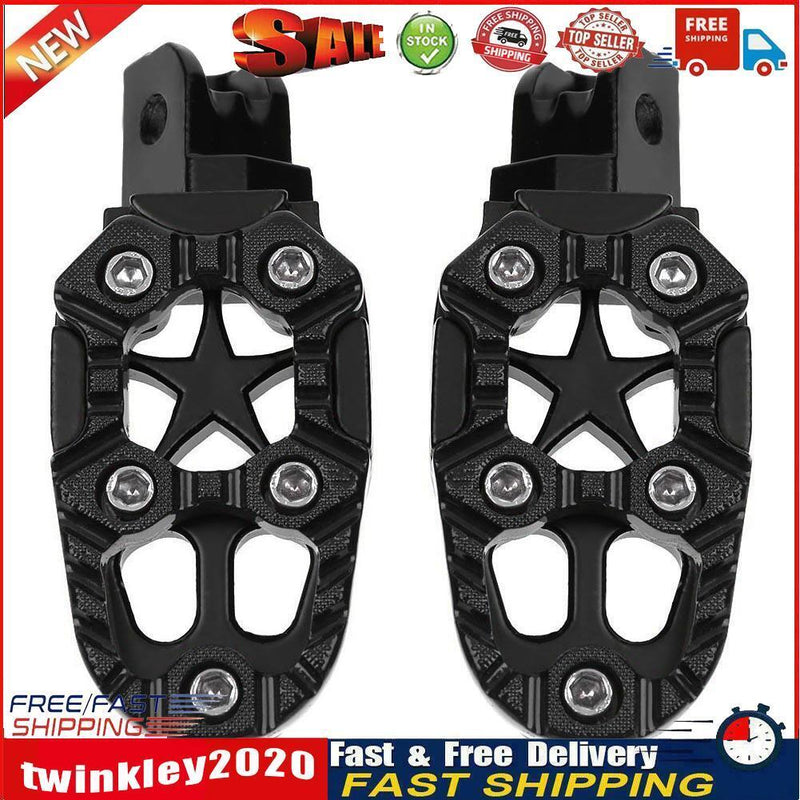 2pcs Universal 8mm Metal Motorcycle Foot Pedals Footrests w/ Spring(Black) Newly