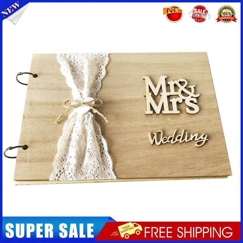 Wedding Guestbook Signs Wood Guest Book Mrs Mr Photo Frame Decor (10 Pages)