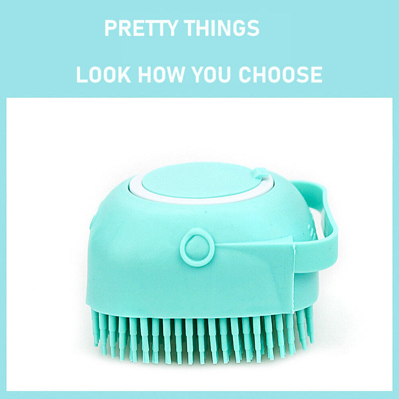 Silicone Pet Cat Bath Massage Brush Shampoo Grooming Comb Scrubber (Green) Newly