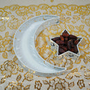 Serving Tray - 2 Pieces Moon Star Eid Dessert Food Tray for Ramadan (White)