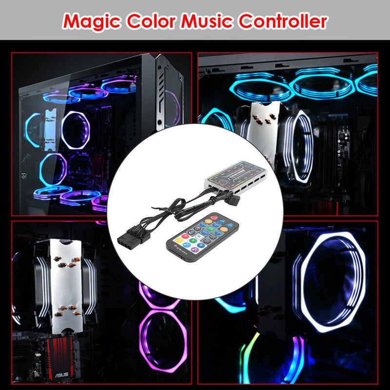 10-Port RGB Cooling Fan Remote Control Brightness Adjustable Music Controller