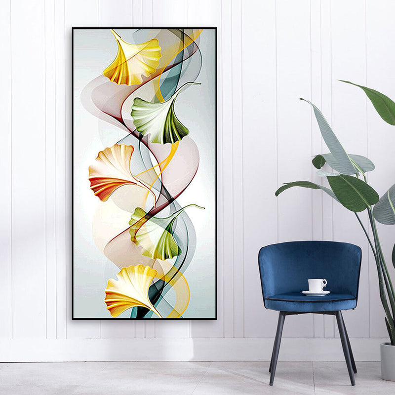 Ginkgo Leaf Abstract Oil Paint By Numbers Kits Canvas Picture Wall Art DIY Cr
