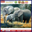 5D DIY Full Drill Diamond Painting Elephant Family Cross Stitch Embroidery