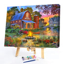 DIY Small Town Scenery Oil Paint by Numbers Coded Hand Painted Acrylic Drawin