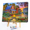 DIY Small Town Scenery Oil Paint by Numbers Coded Hand Painted Acrylic Drawin