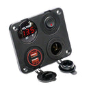 12V 4 in 1 Panel Dual USB Socket Charger LED Voltmeter Power Outlet for Car Boa: