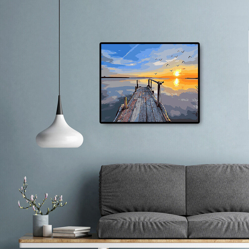 Sunset Oil Painting By Numbers Kit Acrylic Paints On Canvas Art Pictures