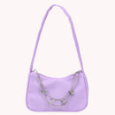 Retro Women Pure Color Butterfly Chain Underarm Bag Hobos Handbag (Purple)