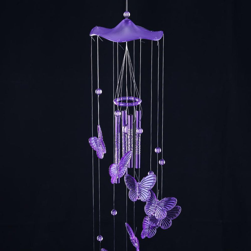Butterfly Bell Wind Chimes Creative Home Yard Garden Hanging Decor(Purple)