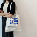 Fashion Letters Printing Canvas Shoulder Tote Bag Women Casual Large Handbags