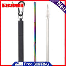Outdoor SUS Drinking Straw Collapsible Straw Suit Brush Keychain Storage Case