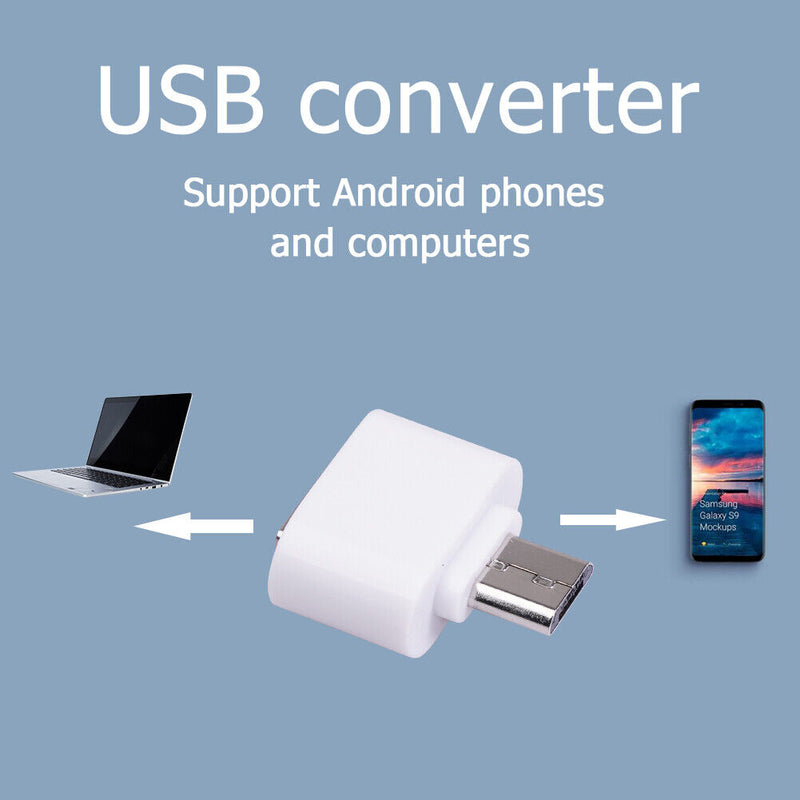 Micro USB Cable Adapter USB 2.0 to USB OTG Converter for Mouse (White 2pcs)