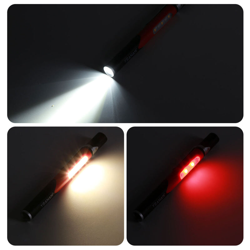 Pocket Pen Light - USB Charging Reusable Durable Light & Touch Switch (Red)