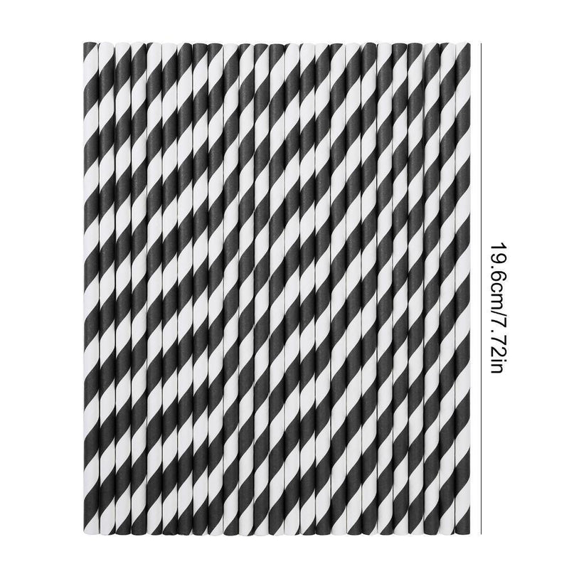 Paper Straws-Durable Rainbow Drinking Straws Party Decor Supply (Black)
