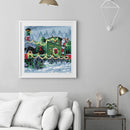 14CT Full Embroidery Christmas Train Cotton Printed Cross Stitch Home Decoration