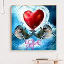 DIY Full Round Drill Rhinestone Diamond Painting Love Dolphin Handwork Home Art