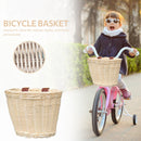Kids Bike Basket Women Students Bicycle Rattan Weaving Front Basket (Beige)