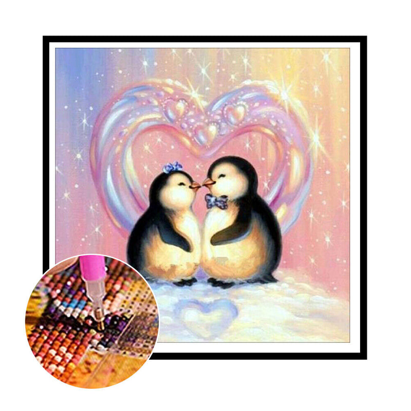 Domybest Penguins 5D DIY Full Drill Round Diamond Painting Embroidery Cross Stitch