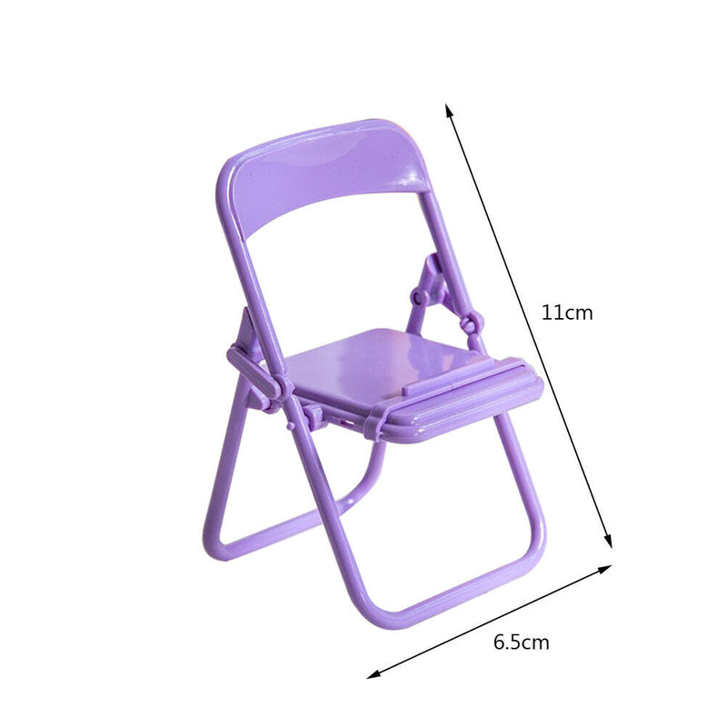 Mini Mobile Holder Creative Folding Chair Table Cell Phone Stand (Purple) Newly