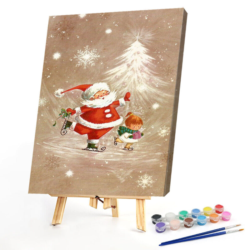 Santa Oil Paint by Numbers Hand Painted Frameless Picture Wall Home Ornament Kit