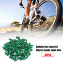 50pcs Metal Nipples for 14G 2mm Spokes Mountain Bike Cycling Parts (Green)