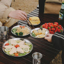 Camping Plate Stainless Steel Tableware Food Container Picnic Dish (17cm) Newly
