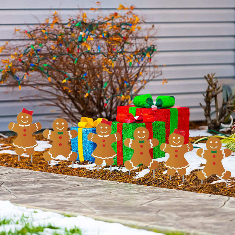 Christmas Yard Signs 16pcs Gingerbread Man Lawn Sign Decorations with 32 Stakes