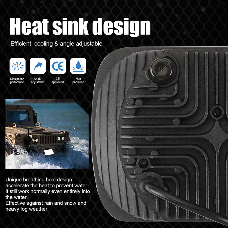 7 inch Square LED Headlight 7x6 5x7 Hi/Lo Beam Headlamp DRL Turn Signal for